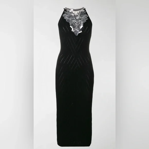 Balmain | Dresses | Balmain Sequin Embroidered Knit Dress